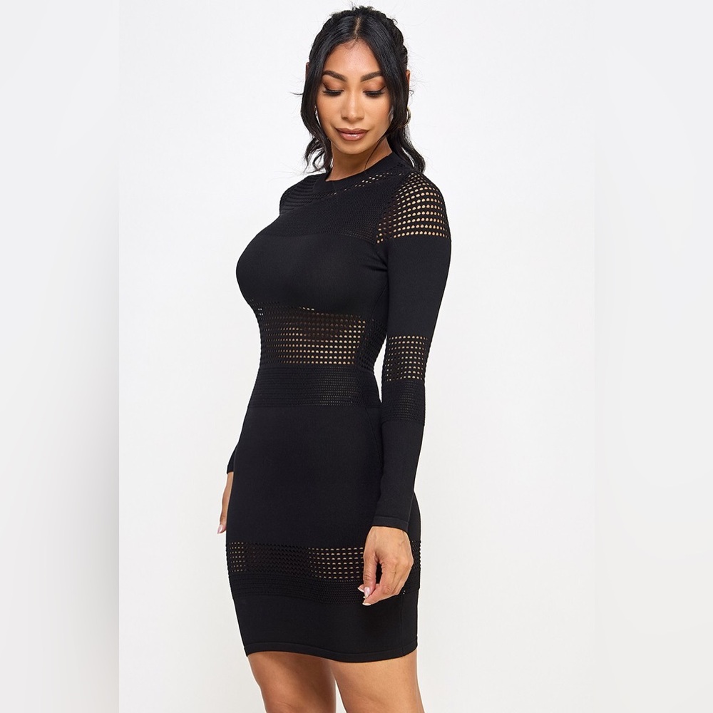 Black Sweater Cutout Sweater Dress - Picture 3 of 8